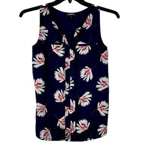 Express Floral V-neck Sleeveless Blouse Small